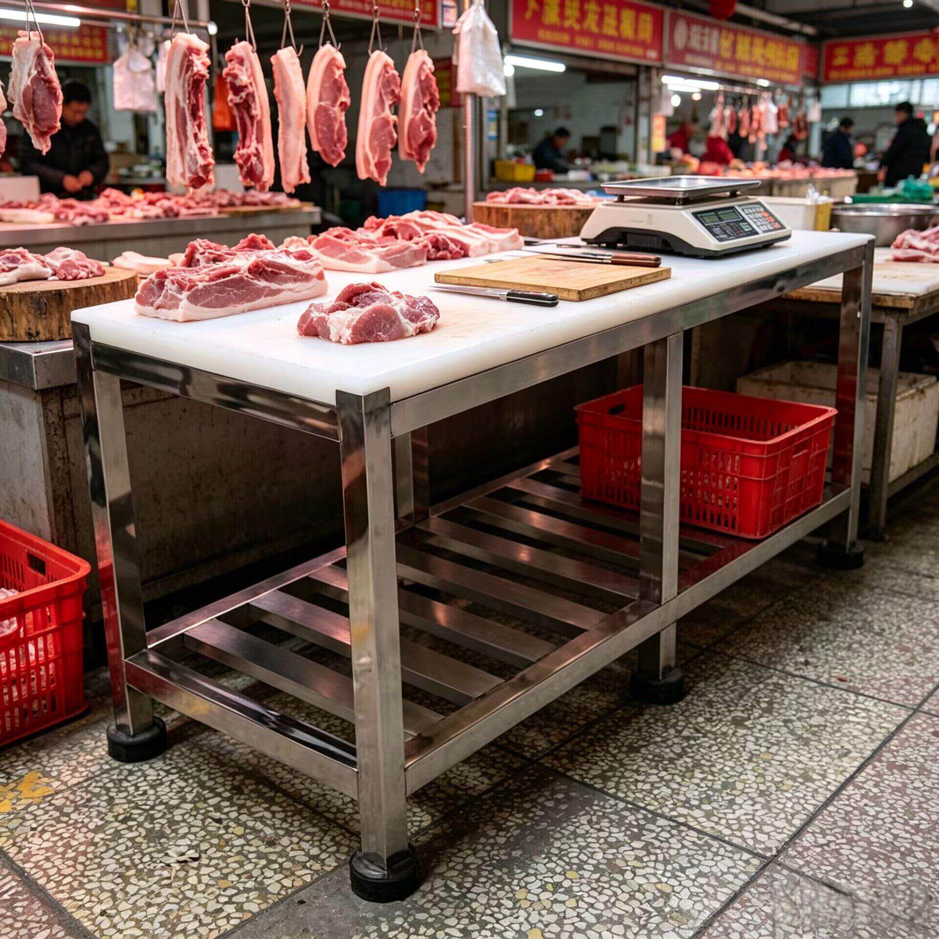 猪肉分割台不锈钢加厚易清洗不锈钢剁肉台猪肉分割台加宽牛羊肉