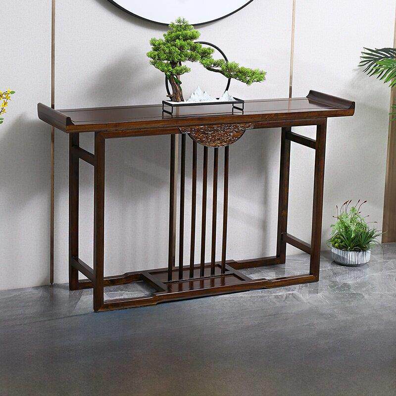 新中式玄关桌白坯实原木老榆木条案家用入户白茬玄关台白胚玄关柜
