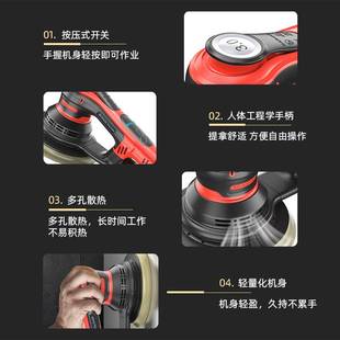 无刷偏抛光机无尘磨头打磨机工木板腻子砂纸机5寸6寸电动磨砂机