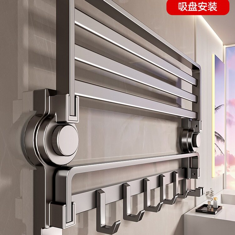 百悍吸盘毛巾架免打孔卫生间置物架毛巾挂杆浴室厕所洗手间浴巾架