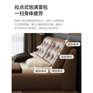 空间式极简高箱真MLW轻奢皮床气现代约主卧意卧室带储物压1双人简