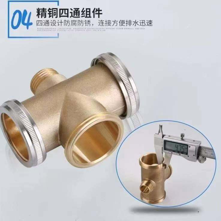 304加厚三连池商用三槽下水器饭店食堂厨房洗碗池下水管安装方便