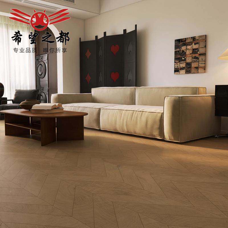 法式古AB菱形鱼骨拼木纹瓷砖300厅x厂标1200原木风复客仿实木地面