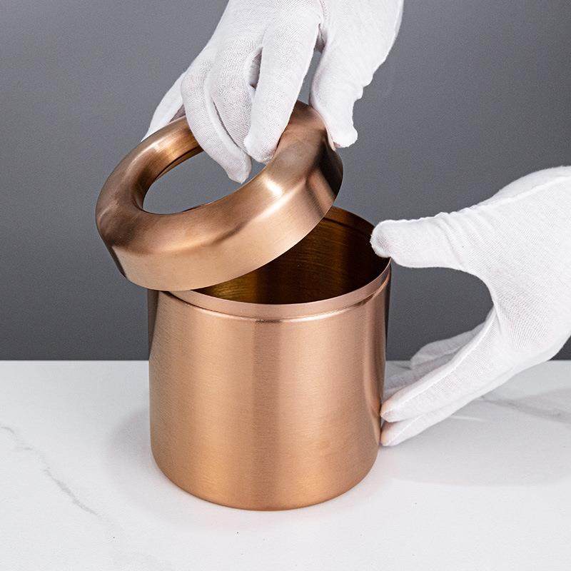 垃桌面圾桶迷UJS收你铜无盖小型304不锈钢垃圾筒古家用客厅卧室纳