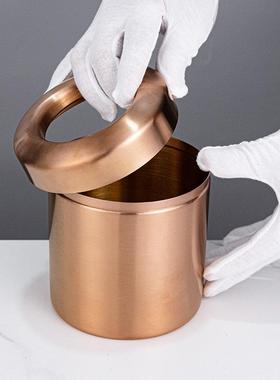 垃桌面圾桶迷UJS收你铜无盖小型304不锈钢垃圾筒古家用客厅卧室纳