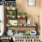 阳台多功能爬架猫砂盆置物架猫猫铁艺IAG花架实木大咪间空梯形收