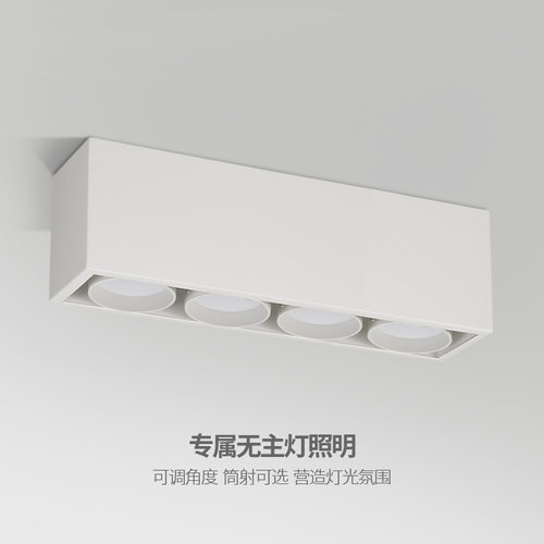 明装COB四头LED格栅射灯