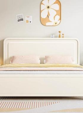 实木床现简约小代户型主室1.CAB5米双人油床卧白色奶风1.8米储物