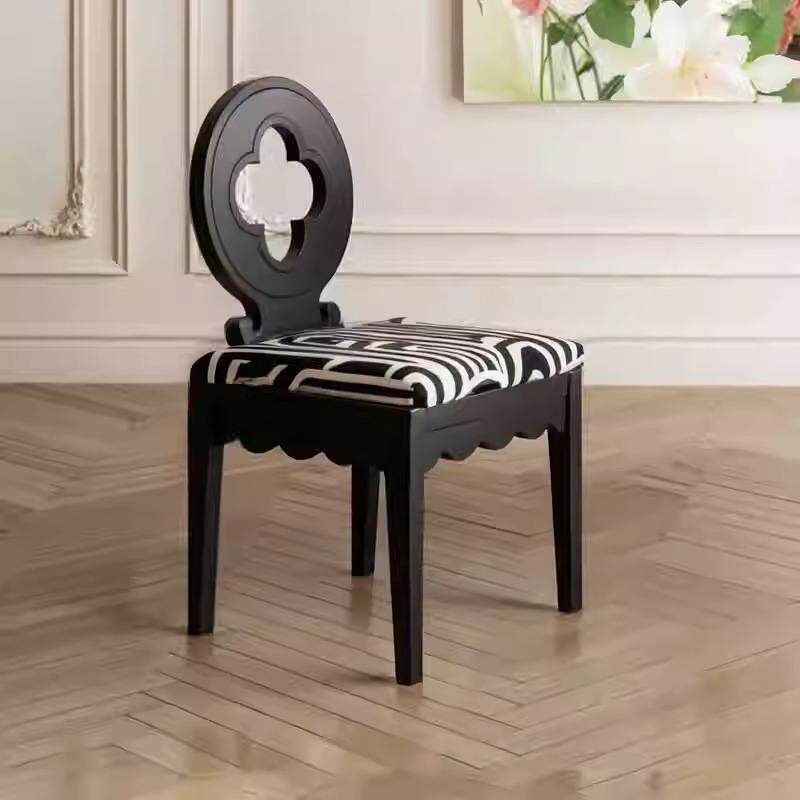 梳台四叶草凳无品牌/子帽餐凳奶油古妆风设计师梳妆凳衣间风复古