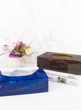 酒店长用方纸巾盒办公室客形厅家茶几餐桌卧室透明亮光面BBO抽纸