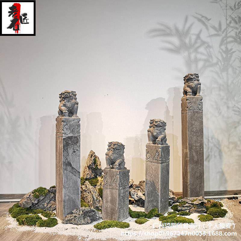 马桩石雕仿古拴马石柱青石石狮子貔貅麒麟四神兽门墩栓马桩装饰