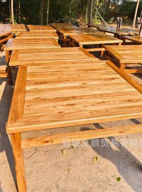 老榆木方八仙桌实木餐桌复桌古民宿家店茶桌凳子饭TRI长条桌椅用