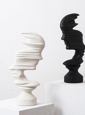 设现简约抽象人物摆件售楼部前台代样板房摆视DAF电柜玄关大号装