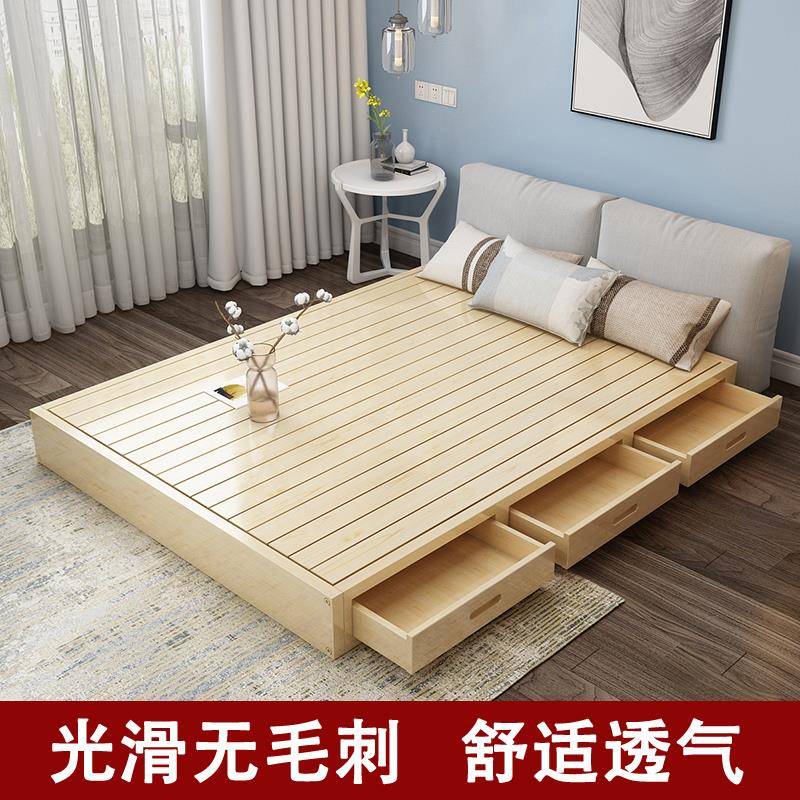 W8实木头榻榻米人床排骨8架子双1.51.米日EWL式矮床民宿床落地无