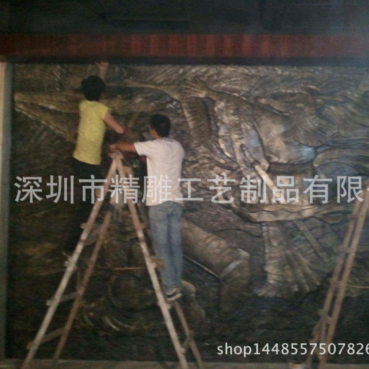 玻钢浮雕浮璃壁雕画装饰背景742化墙仿铜浮雕制文作