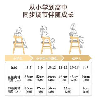 儿童学习椅小学生专用写字椅可升降调节实木座椅家用餐椅书桌椅子
