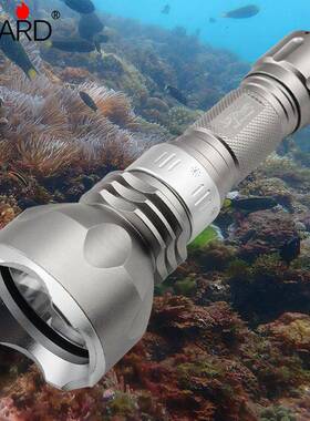 L2潜水手电补白光光黄光T6L潜ED强光筒水手电筒水12下防水远射