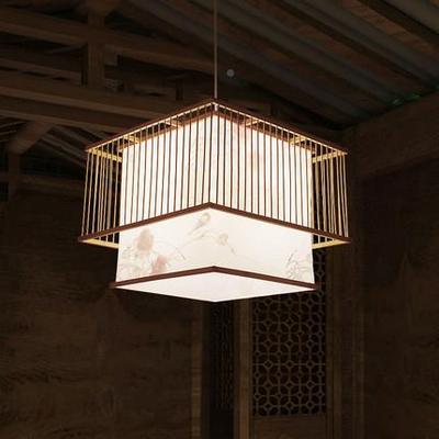 现代中式TOE米吊灯艺灯日式竹榻吊榻饭店竹编灯卧室餐厅东南亚风