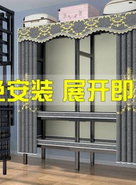 衣免装简易布衣出租房家用卧室钢管加固结实XWC折叠柜小型全挂安