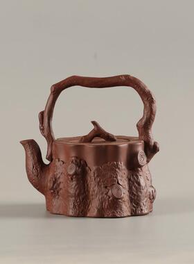 水红泥无釉仿树明头提梁陶壶复古陶瓷煮电茶壶家用陶炉86310火养