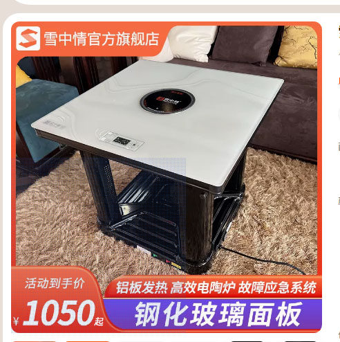 雪中情电暖桌电暖炉家用取暖桌多功能电烤桌正方形电炉桌烤火桌子