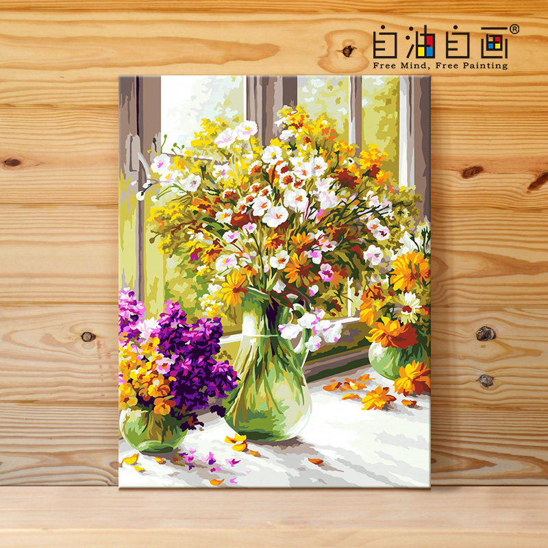自油自画 数字油画diy填充手工填色油彩画治愈手绘丙烯解压涂画画