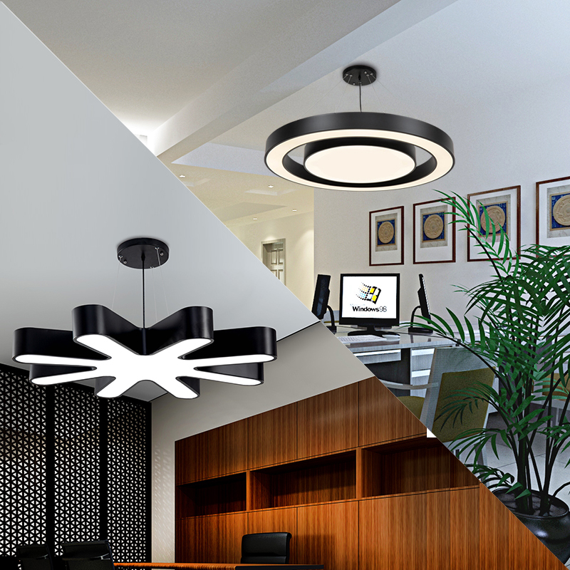 现代简约健身房商场办公室环形吊灯led圆形店铺工业风造型厂