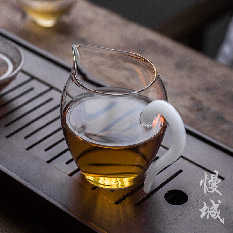 耐热玻璃公道杯锤目纹水晶茶海分茶器杯功夫茶具茶道配件加厚大号
