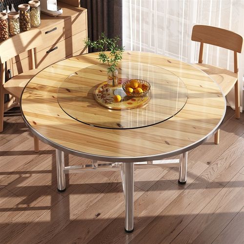 实木大圆桌带转盘家用可折叠吃饭桌子10人15人饭桌农村经济型餐桌