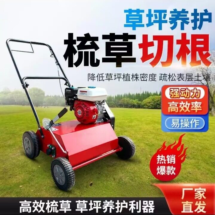草坪梳草机汽油手推式草地枯草打理切根养护杂草梳理清除清理机