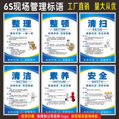 6S管理标识牌车间仓库5S/7S展板挂图8S会议室海报10S企业文化标