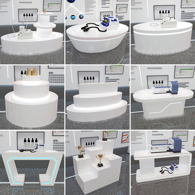 烤漆展示柜定制前台异形中岛柜椭圆形公司展台网红商品展厅陈列柜
