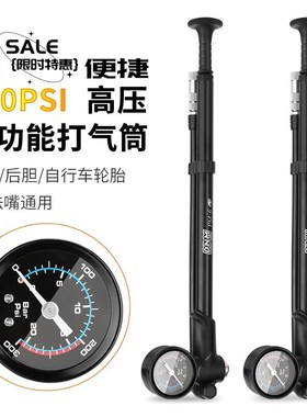 DNM自行车高压打气筒 气压避震器/前叉便携铝合金充气筒带气压表