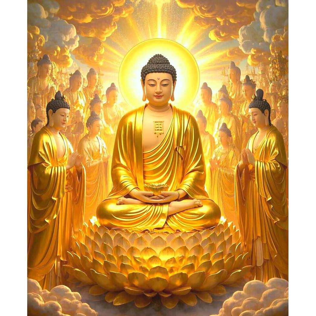 带框钻石画满钻圆钻方钻手工贴钻绣客厅玄关竖版新款佛像如来佛祖