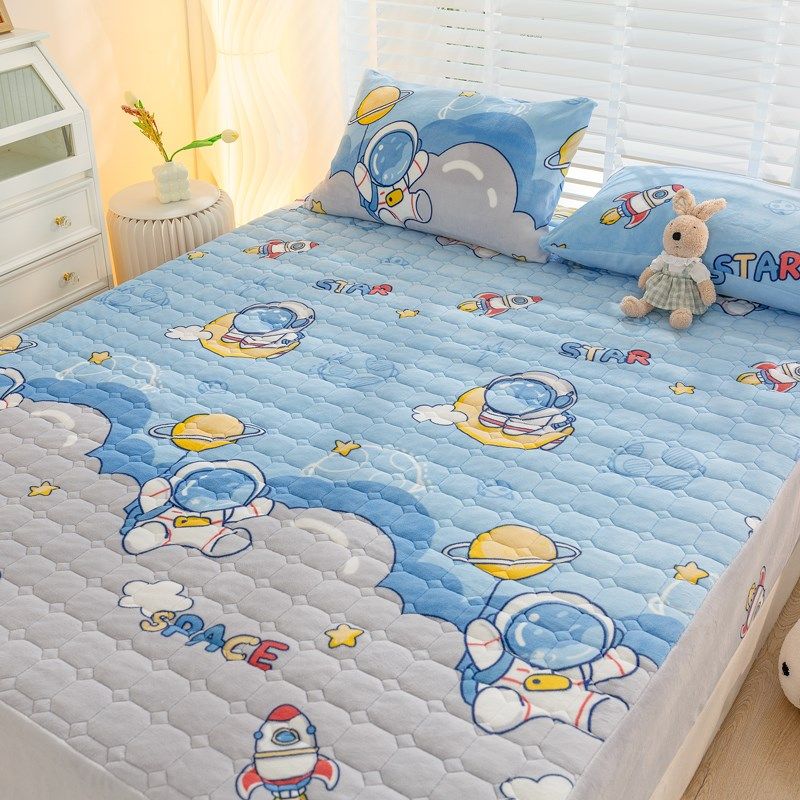 榻榻米冬季牛奶绒夹棉床笠单件床罩儿童珊瑚绒床垫套罩保护套定制