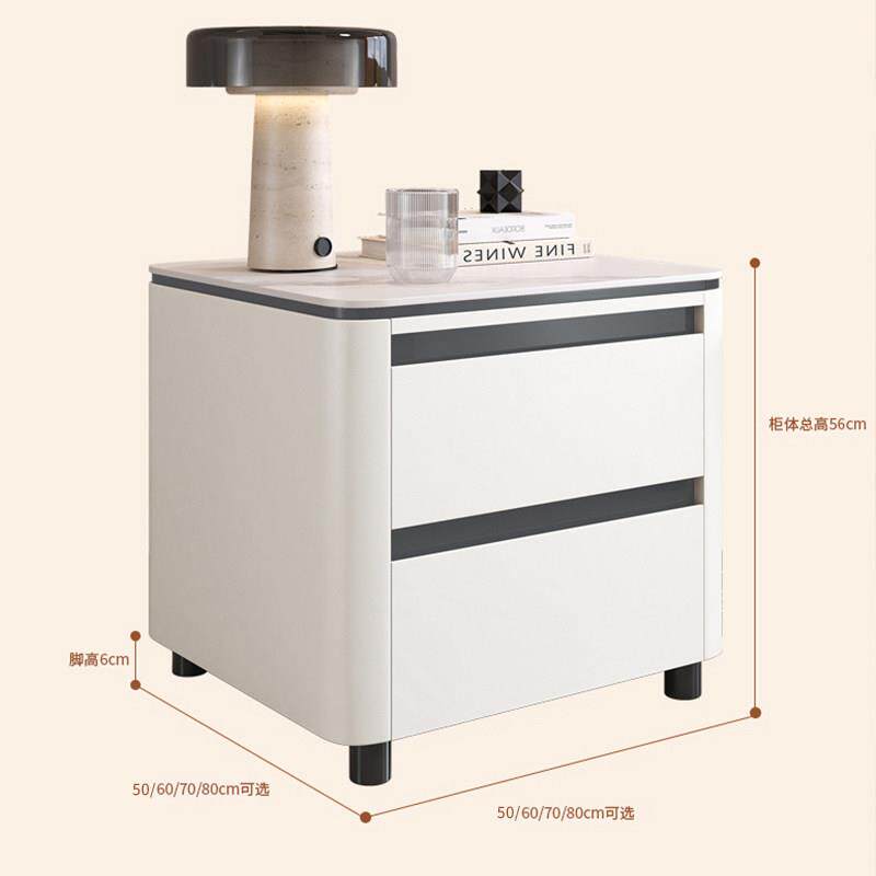 客厅沙发侧边柜正方形大角几大尺寸边几储物柜轻奢岩板实木床头柜