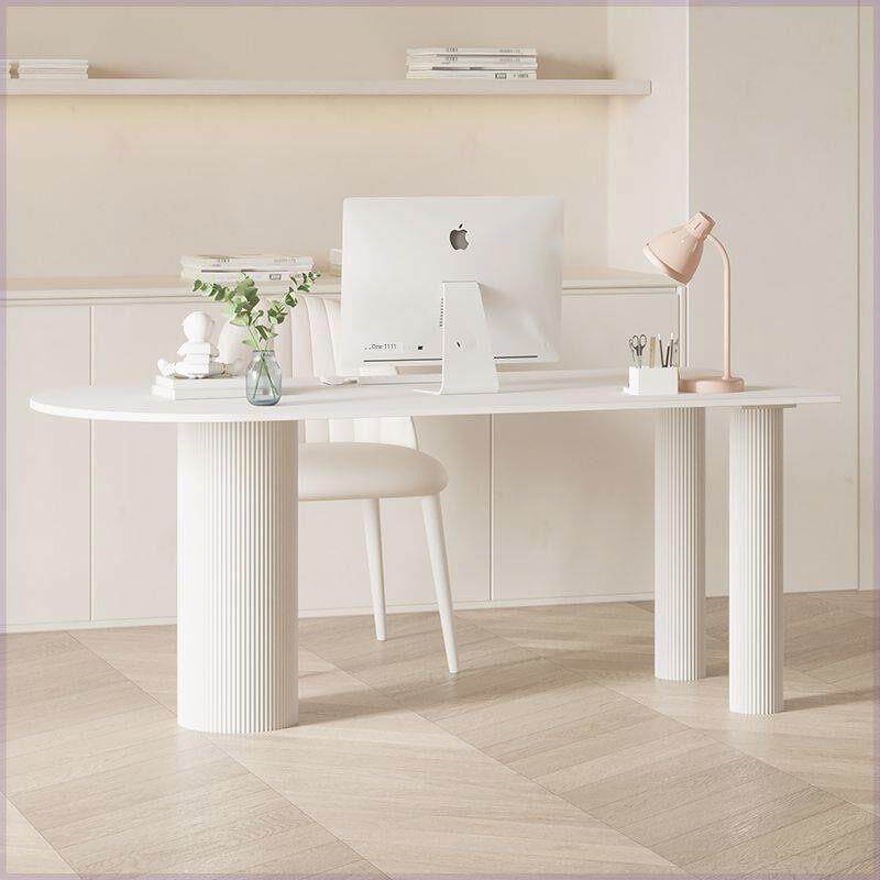 香港包邮岩板岛台书桌一体小户型家用简约现代法式电脑办公桌椅奶