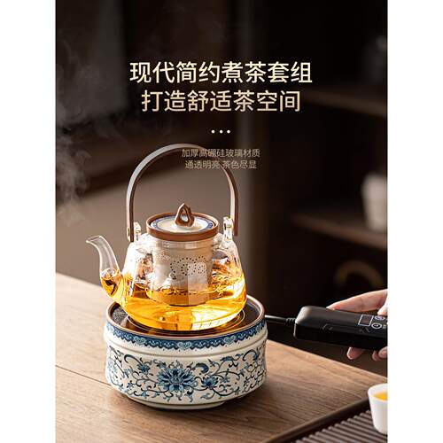唐丰电陶炉煮茶壶家用玻璃烧水壶白茶煮茶壶围炉煮茶小型电热茶d