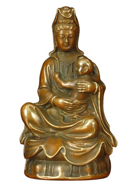 送子观音全铜送子观音娘娘仿古观音送子佛像摆件供奉佛堂礼佛用品