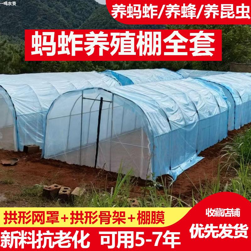 养殖大棚全套【拱形网罩+钢管骨架+棚膜】蚂蚱胡蜂养蜂纱网5年7年