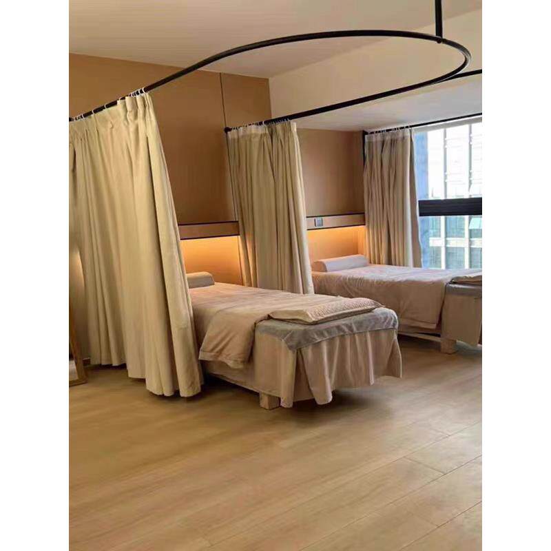 黑色U型床帘杆美容院美容床理疗隔断布帘养生馆专用围帘支架 网红