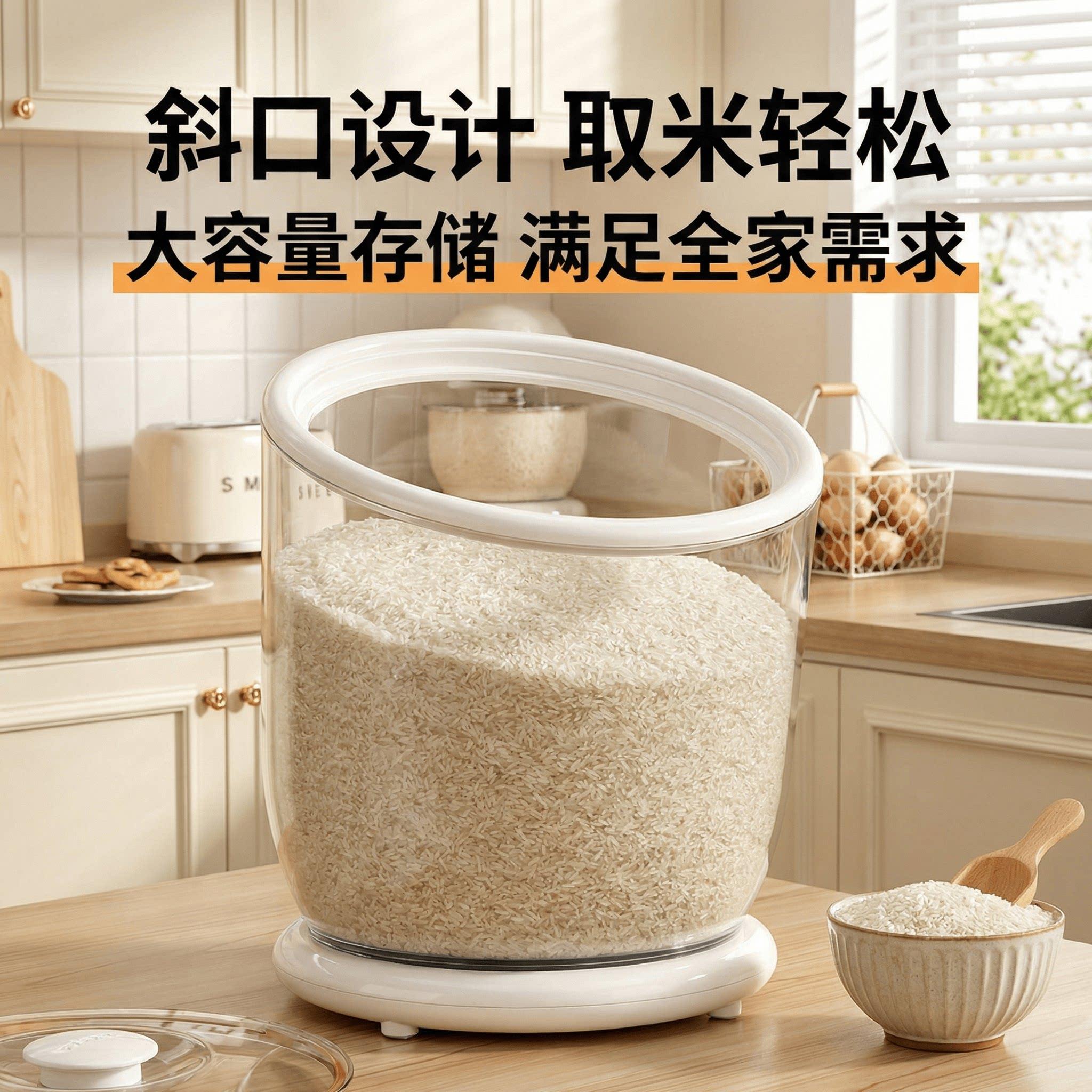 斜口米桶家用防虫防潮密封桶装米桶大米储存罐容器大容量面米桶箱