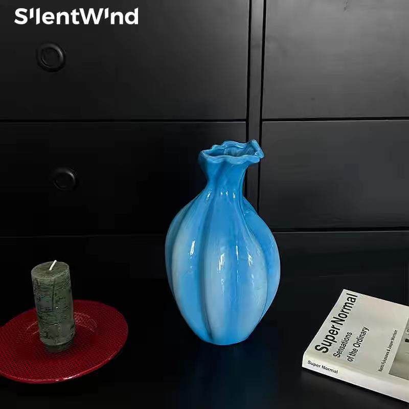 寂风新中式蓝色陶瓷小花瓶 客餐厅桌面玄关民宿花器摆件,电子元器件市场,其它元器件,淘宝优惠券,粉丝福利购,淘宝优惠卷