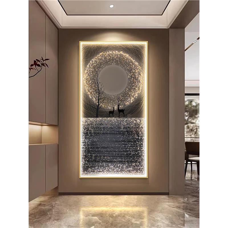 LED灯星空麋鹿玄关装饰画现代简约轻奢客厅走廊走道灯画高端挂画