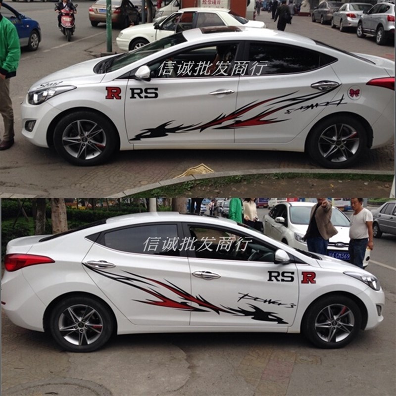 起亚K2K3KK5汽车贴纸 现代名图腰线拉花 朗动瑞纳改装全车划痕贴