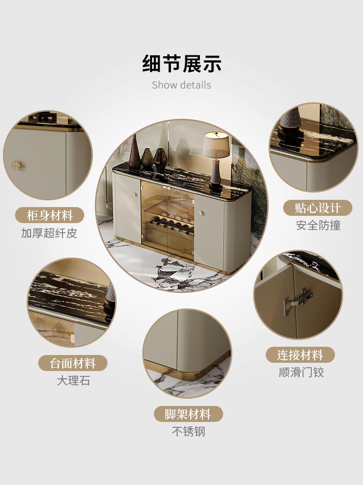 轻型豪华餐具柜存储后现代大理石定制餐厅高端时尚灰色玻璃入口柜
