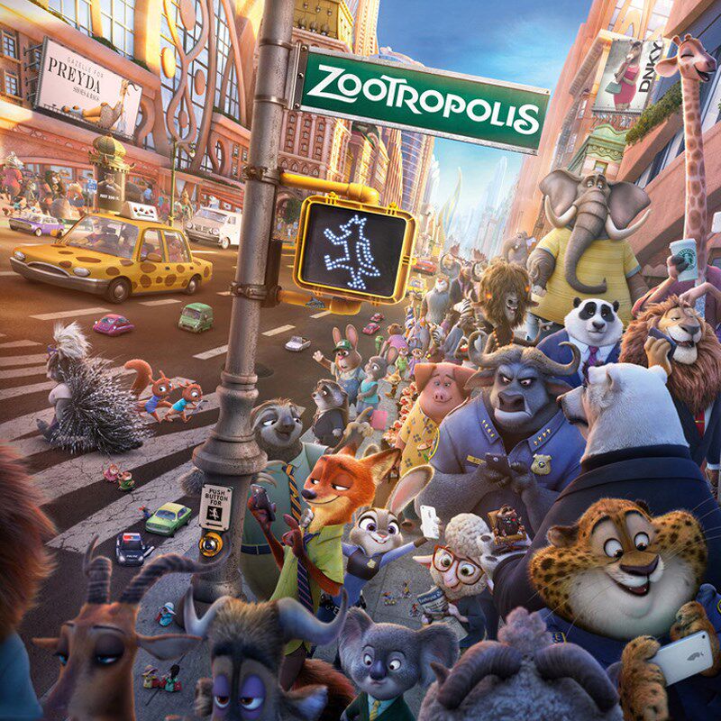 3D儿童房卡通壁纸电影主题壁纸疯狂动物城沙发卧室背景墙桌游壁画