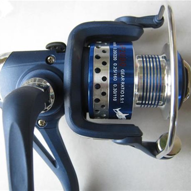 哑光蓝 金属头F2000型 5轴鱼轮 渔轮金属线杯鱼线轮 纺车轮包运