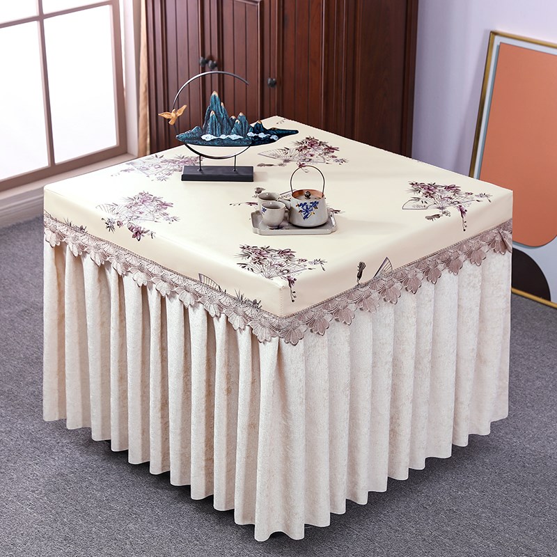 欧式防尘桌罩防水防油夏季烤火桌罩雪尼尔布正方形电炉罩烤火炉罩