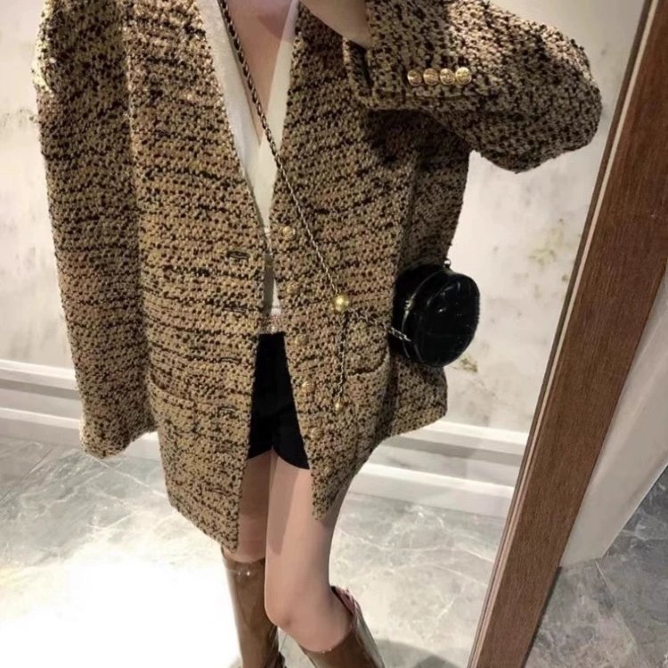韩系慵懒小香风羊毛粗花呢外套女2025秋季新款高级感洋气名媛上衣